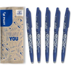 PILOT - Lot de 5 FriXion Ball 07 - Encre Gel Effaçable - Stylo Roller Rechargeable - Bleu - Pointe moyenne