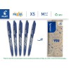 PILOT - Lot de 5 FriXion Ball 07 - Encre Gel Effaçable - Stylo Roller Rechargeable - Bleu - Pointe moyenne