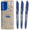 PILOT - Lot de 3 FriXion Ball 07 - Stylo Effaçable à Encre Thermosensible - Stylo Roller Rechargeable - Bleu - Pointe Moyenne
