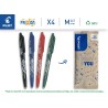 PILOT- Lot de 4 FriXion Ball 07, Stylo Effaçable à Encre Thermosensible, Stylo Roller Rechargeable, 1 Bleu, 1 Noir, 1 Rouge, 1 V