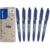 PILOT - Lot de 6 FriXion Ball 07 - Encre Gel Effaçable - Stylo Roller Rechargeable - Bleu - Pointe moyenne