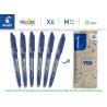 PILOT - Lot de 6 FriXion Ball 07 - Encre Gel Effaçable - Stylo Roller Rechargeable - Bleu - Pointe moyenne