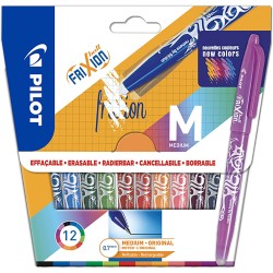 PILOT - Pochette de 12 FriXion Ball 07, Stylo Effaçable à Encre Thermosensible, Stylo Roller Rechargeable, Couleurs Assorties, P