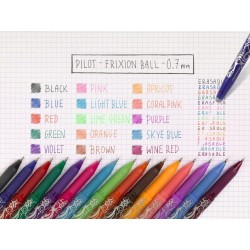 PILOT - Pochette de 15 FriXion Ball 07 - Stylo Effaçable à Encre Thermosensible - Stylo Roller Rechargeable - Couleurs Assorties