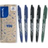 PILOT - Lot de 5 Frixion Ball - Stylo effaçable à encre thermosensible - Stylo roller rechargeable fabriqué à partir de plastiqu