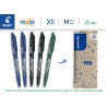 PILOT - Lot de 5 Frixion Ball - Stylo effaçable à encre thermosensible - Stylo roller rechargeable fabriqué à partir de plastiqu