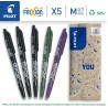 PILOT - Lot de 5 FriXion Ball 07 - Stylo Effaçable à Encre Thermosensible - Stylo Roller Rechargeable - 3 Noirs, 1 Vert, 1 Viole