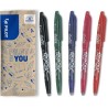 PILOT - Lot de 5 FriXion Ball 07 - Stylo Effaçable à Encre Thermosensible - Stylo Roller Rechargeable - Noir, Vert, Rouge, Viole