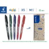 PILOT - Lot de 5 FriXion Ball 07 - Stylo Effaçable à Encre Thermosensible - Stylo Roller Rechargeable - Noir, Vert, Rouge, Viole