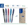PILOT - Lot de 5 FriXion Ball 07 - Stylo Effaçable à Encre Thermosensible - Stylo Roller Rechargeable - Noir, Bleu, Rose, Turquo