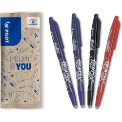 PILOT - Lot de 4 FriXion Ball 07 - Stylo Effaçable à Encre Thermosensible - Stylo Roller Rechargeable - 2 Bleu, 1 Noir, 1 Rouge 