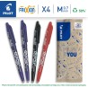 PILOT - Lot de 4 FriXion Ball 07 - Stylo Effaçable à Encre Thermosensible - Stylo Roller Rechargeable - 2 Bleu, 1 Noir, 1 Rouge 
