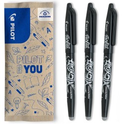 PILOT - Lot de 3 FriXion Ball 07 - Stylo Effaçable à Encre Thermosensible - Stylo Roller Rechargeable - Noir - Pointe Moyenne