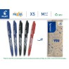 PILOT - Lot de 5 Frixion Ball - Stylo effaçable à encre thermosensible - Stylo roller rechargeable fabriqué à partir de plastiqu