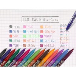 PILOT - Lot de 5 Frixion Ball - Stylo effaçable à encre thermosensible - Stylo roller rechargeable fabriqué à partir de plastiqu