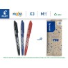 PILOT - 3 Frixion Ball - Encre Gel Effaçable - Stylo Roller Rechargeable et Ergonomique - Noir, Bleu, Rouge - Pointe moyenne