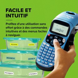 DYMO LetraTag LT-100H+ Kit de base avec étiqueteuse | Étiqueteuse portative | avec ruban pour étiquettes transparentes et en pap