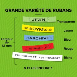 Dymo LetraTag LT-100H Kit de base avec étiqueteuse | Étiqueteuse portative | avec ruban pour étiquettes plastifiées, transparent