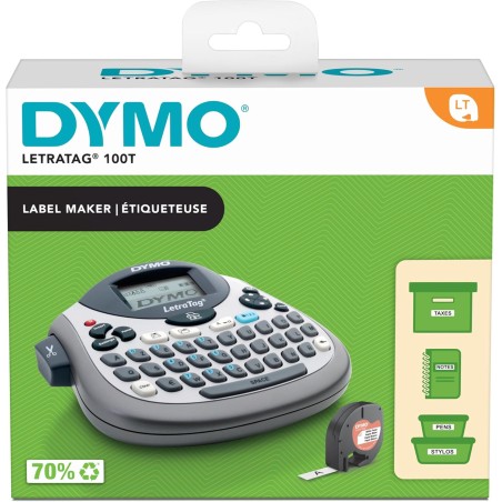 DYMO Étiqueteuse LetraTag LT 100T | Clavier AZERTY | Imprimante Portable d'Étiquettes Autocollantes