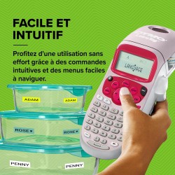 DYMO LetraTag LT-100H étiqueteuse portative | Imprimante d'étiquettes autocollant thermique sans encre | avec clavier ABC | Rose