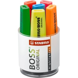STABILO BOSS ORIGINAL - Surligneur - Pot x 6 surligneurs fluo - Coloris assortis