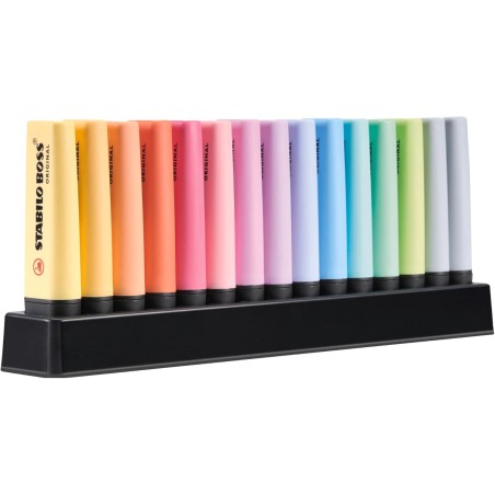STABILO BOSS ORIGINAL Pastel - Surligneur - Set de bureau x 15 surligneurs Pastel