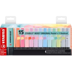 STABILO BOSS ORIGINAL Pastel - Surligneur - Set de bureau x 15 surligneurs Pastel