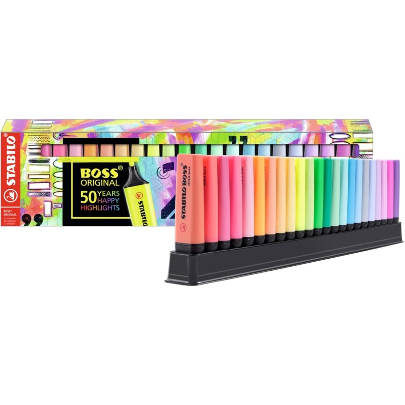 STABILO BOSS ORIGINAL - Surligneur - Set de bureau x 23 surligneurs - fluo et pastel assortis