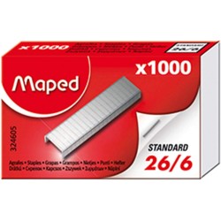 Maped - Boîte d'Agrafes 26/6 - Boîte de 1000 agrafes en Acier Inoxydable