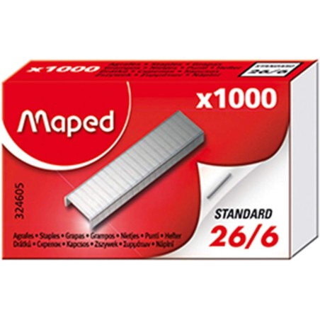 Maped - Boîte d'Agrafes 26/6 - Boîte de 1000 agrafes en Acier Inoxydable