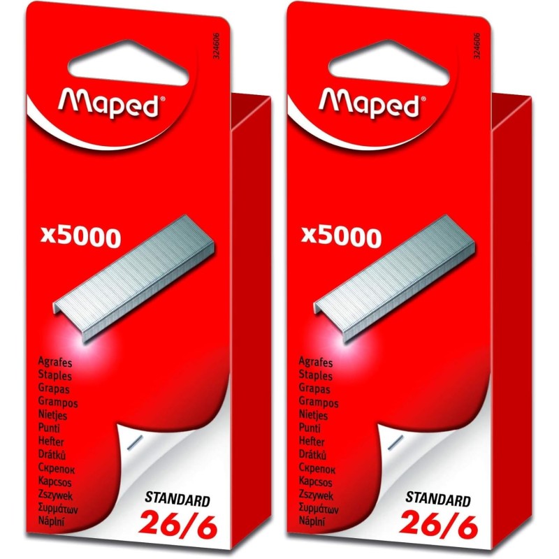 MAPED Agrafes 26/6 zinguées Boite de 5000 (Lot de 2)