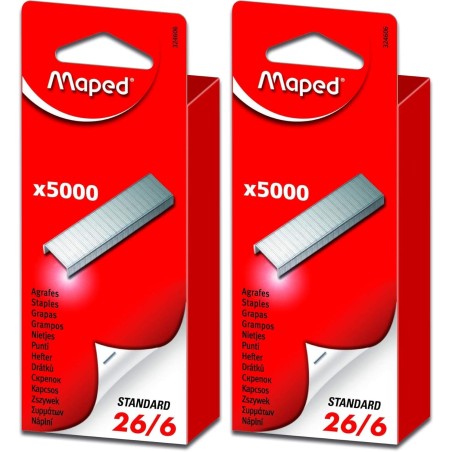 MAPED Agrafes 26/6 zinguées Boite de 5000 (Lot de 2)