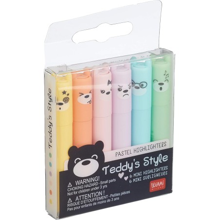 LEGAMI Teddy's Style Lot de 6 mini surligneurs